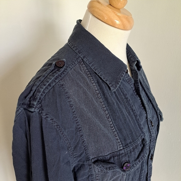 Armani Exchange | Navy blue casual button up collared women's shirt - Picture 4 of 12